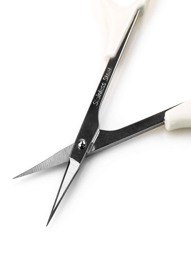 Humbee Eyebrow Scissors Self Care Tools Small Scissors for Facial, Nose, Eyebrow, Mustache, and Beard Hair Trimming & Grooming, Straight Edge, White Short Cap - Image 3
